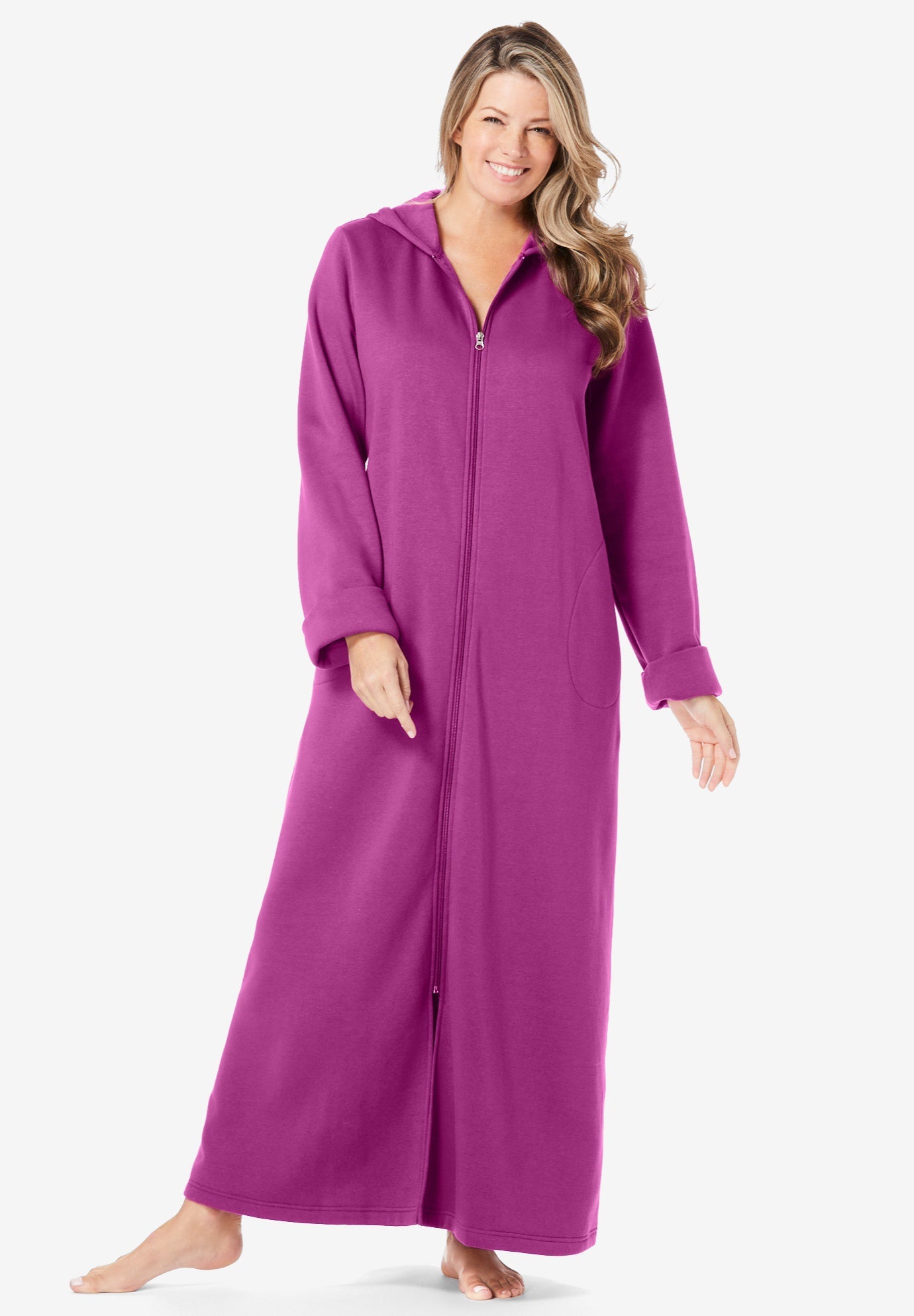 Long Hooded Fleece Sweatshirt Robe Roaman's