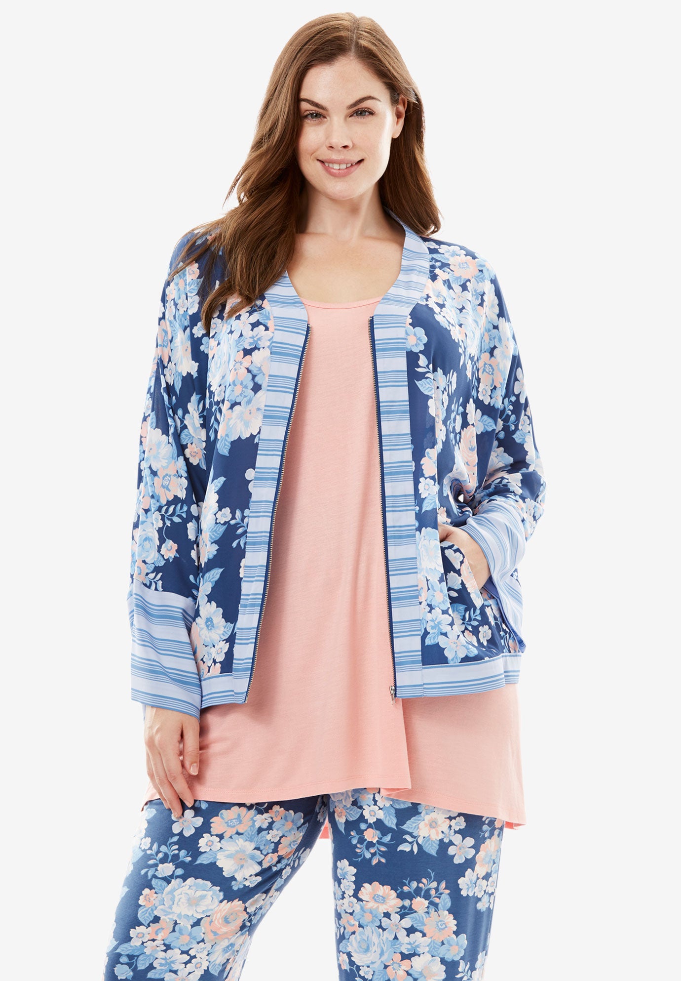 Kimono Bed Jacket by Dreams & Co.® Plus Size Sleepwear Roaman's