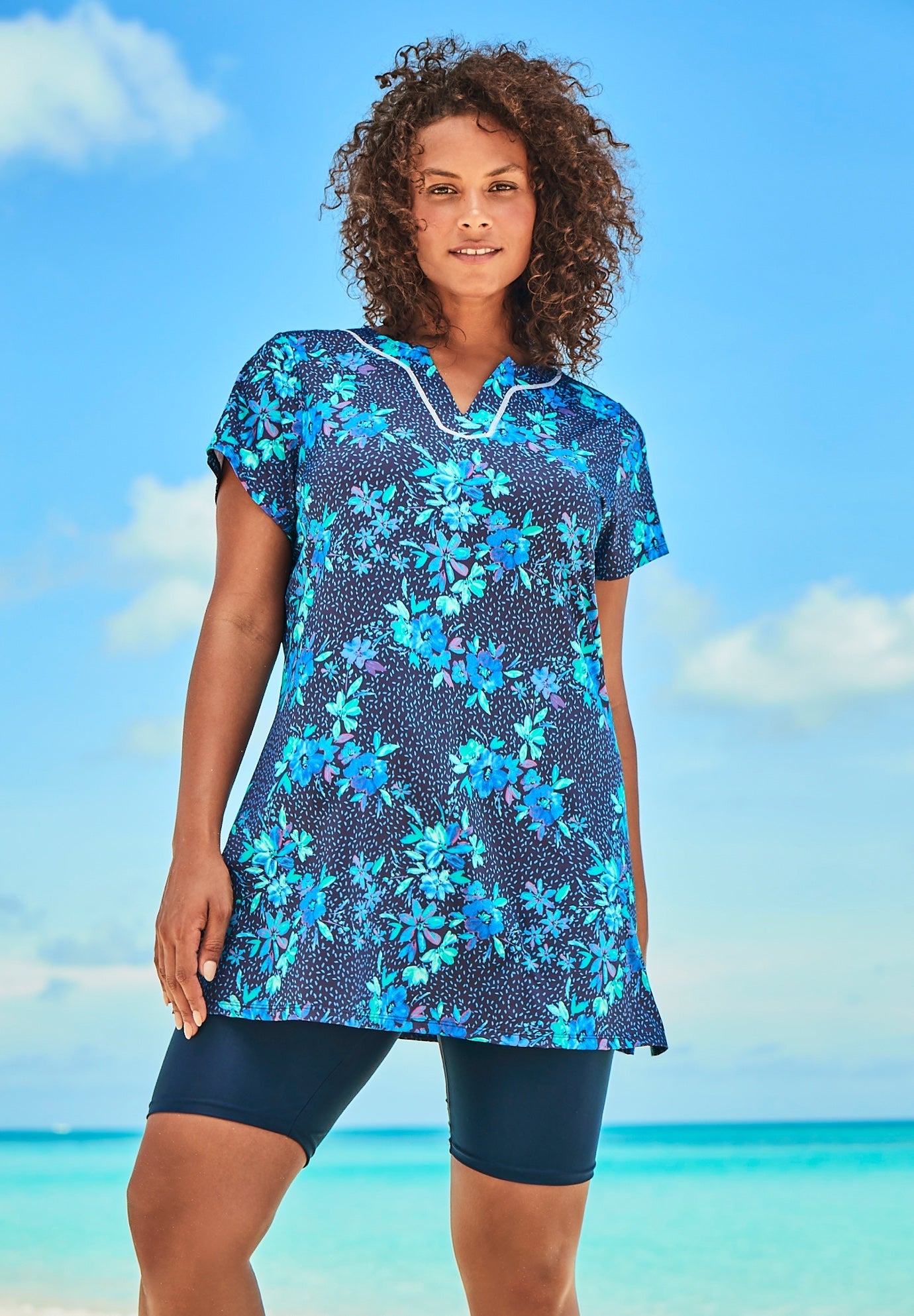 ShortSleeve Swim Tunic Plus SizeSwim Shirts Roaman's