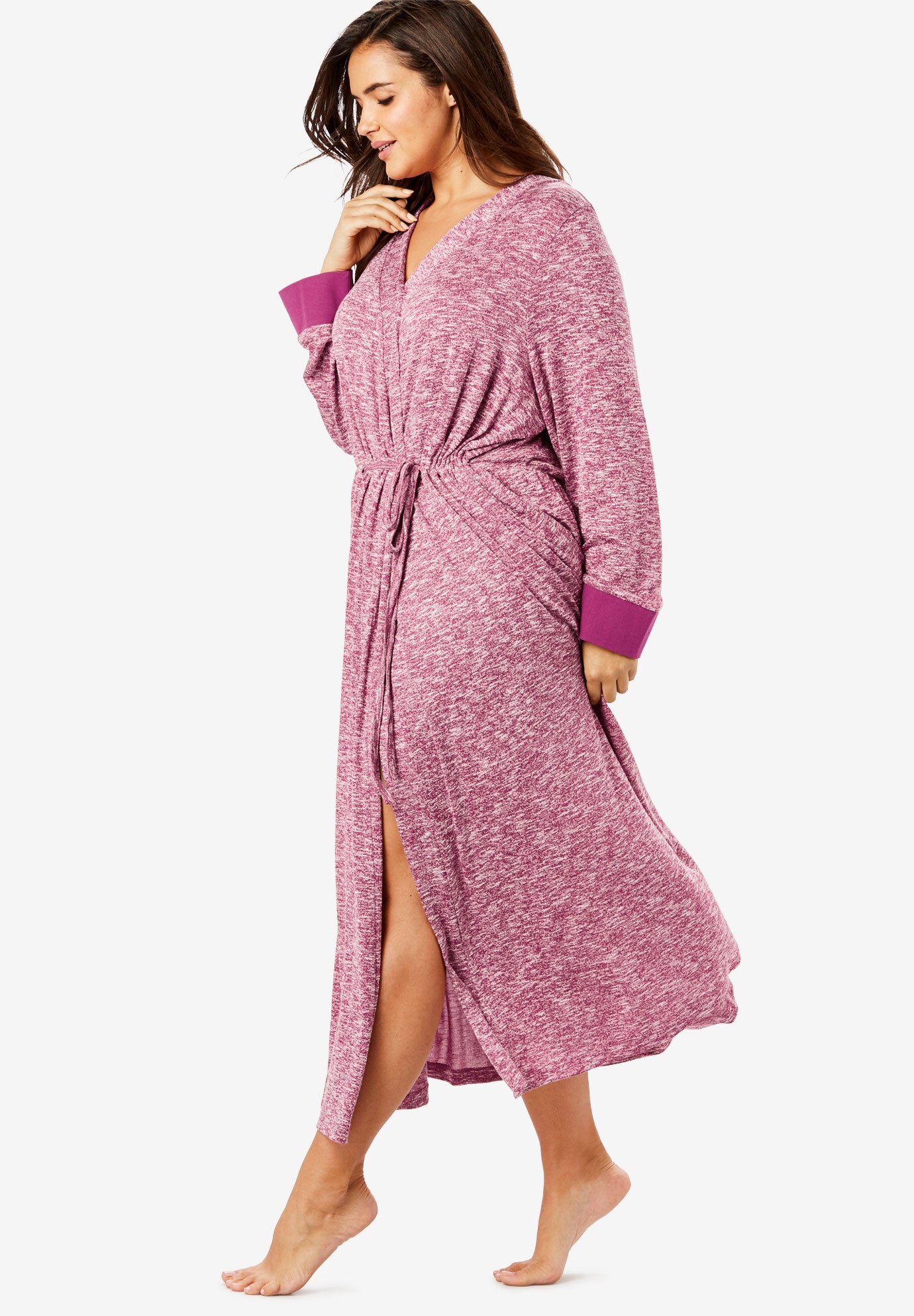Marled Long Duster Robe by Dreams & Co.® Plus Size Sleepwear Roaman's
