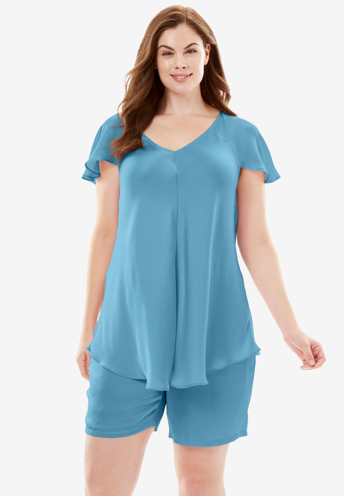 The Luxe Satin Shorty PJ Set by AmoureuseÂ®| Plus Size Sleepwear | Roaman's