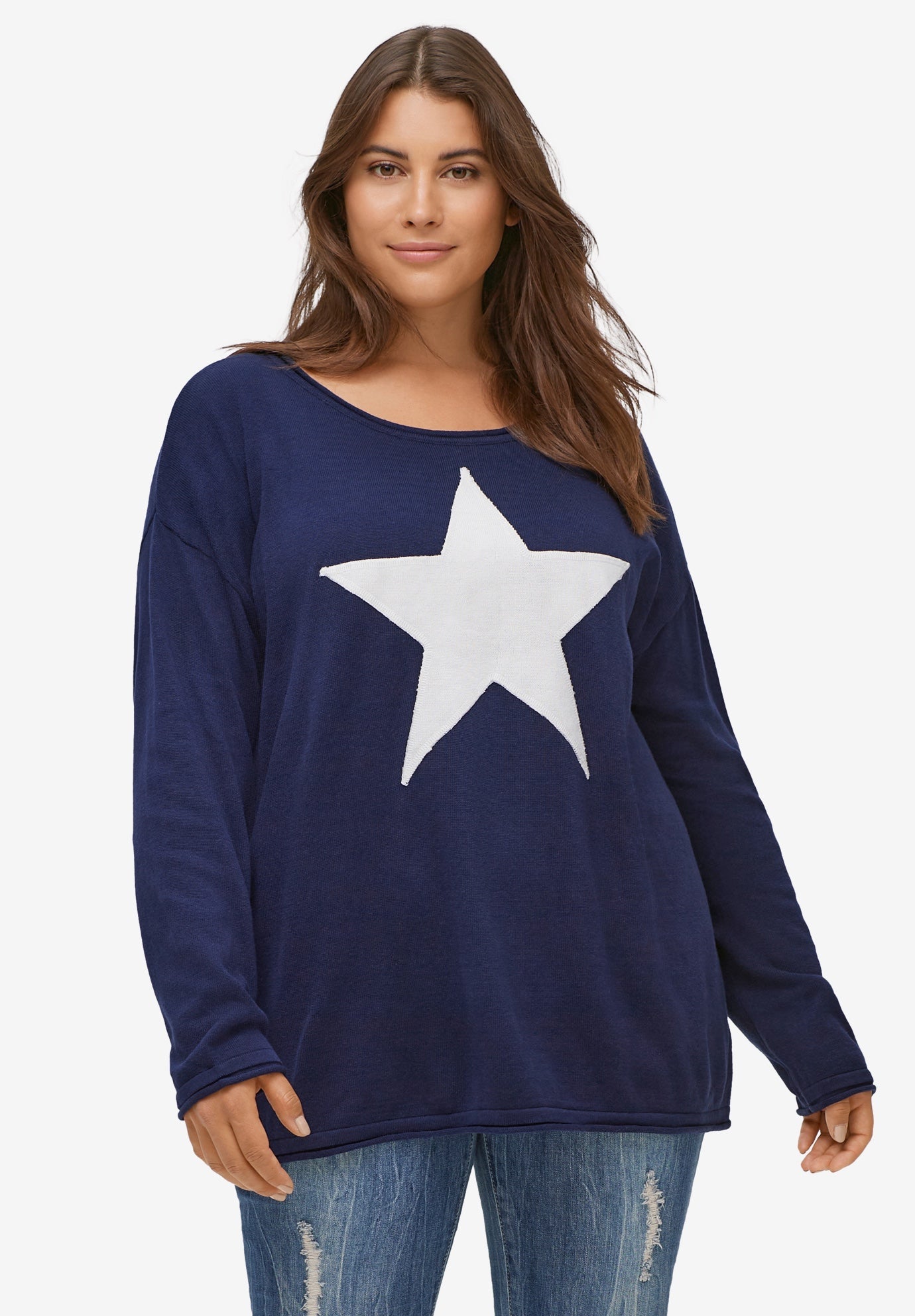 Plus size sweater with stars clearance