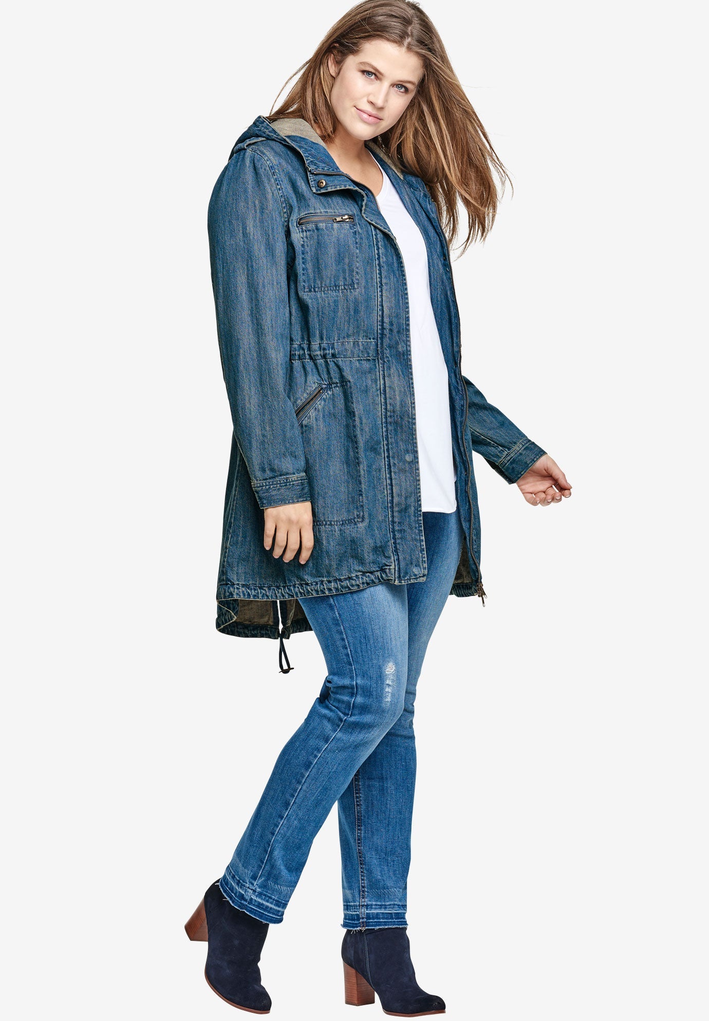 long denim plus size jacket