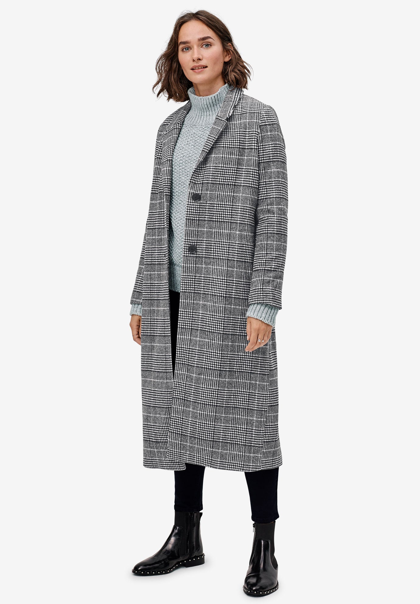 WoolBlend Long Plaid Coat by ellos® Plus Size Coats & Jackets Roaman's