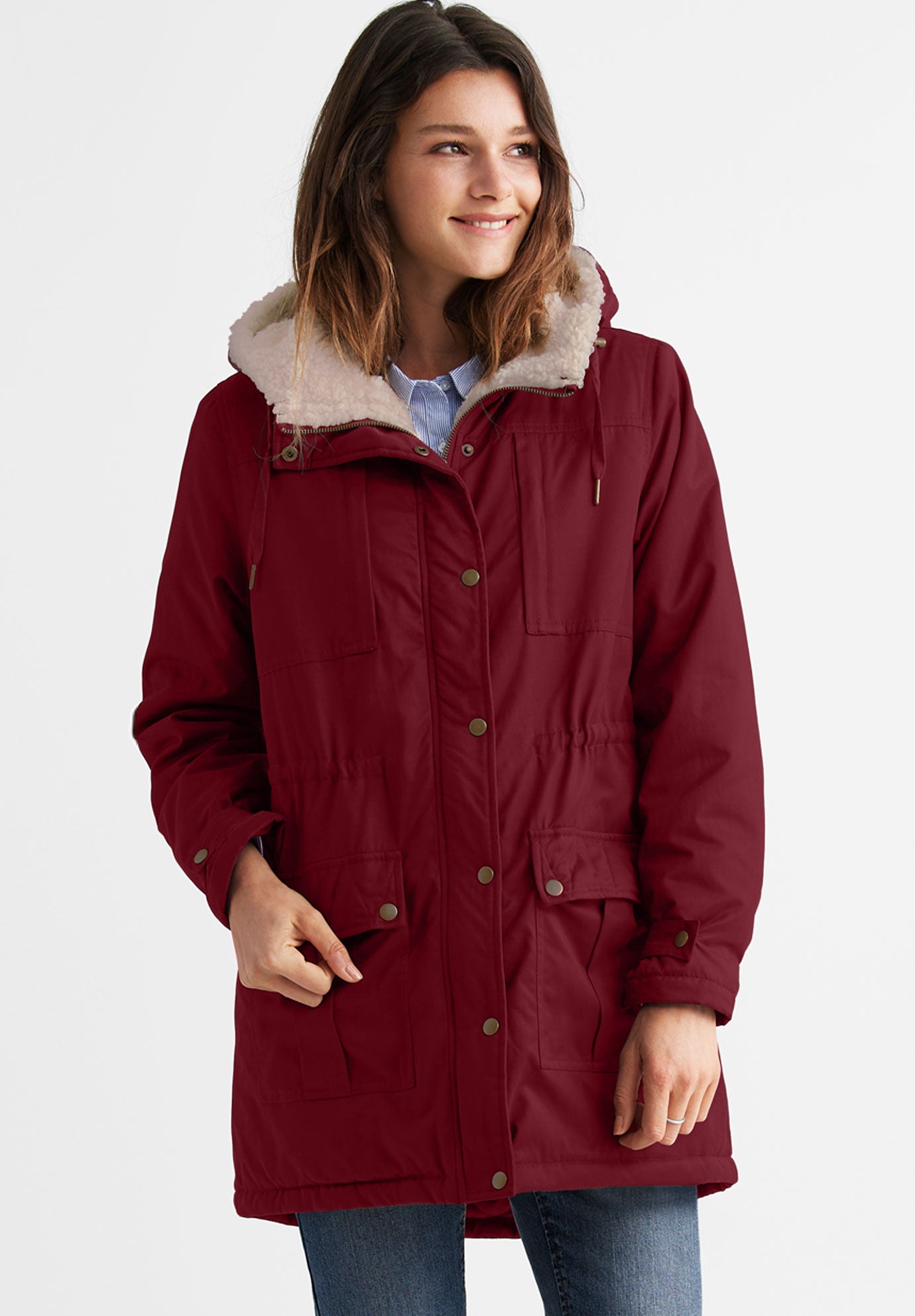 sherpa lined cotton parka