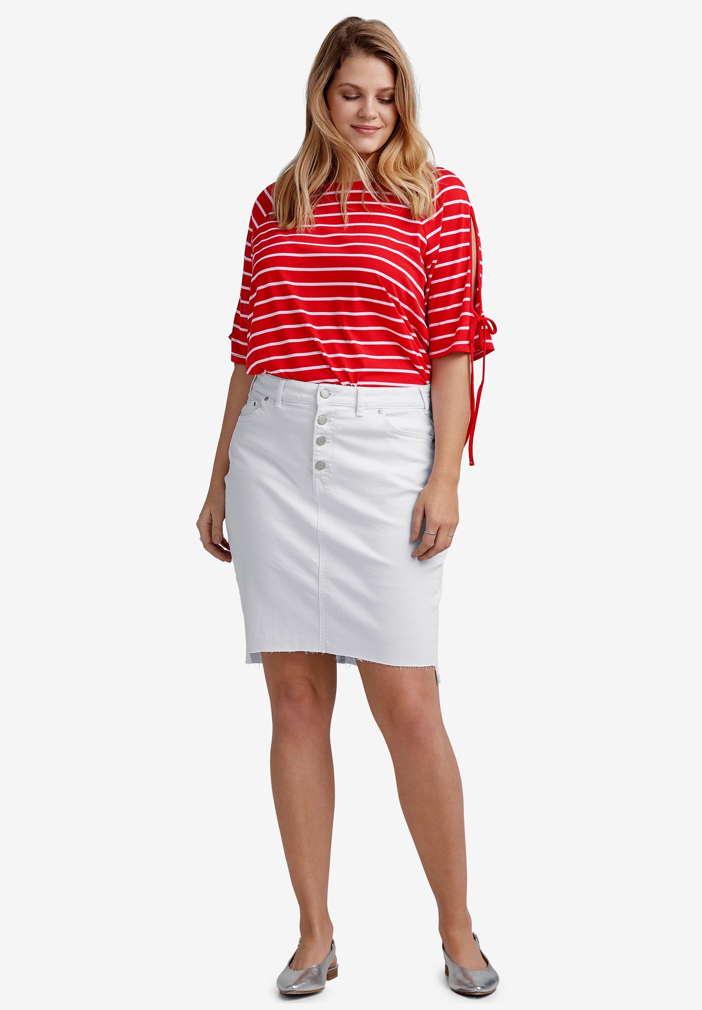 roamans denim skirts