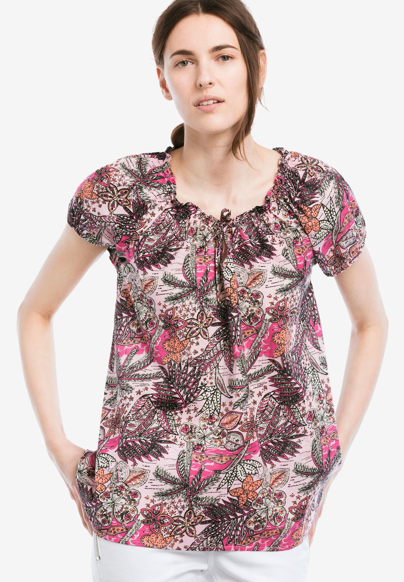 Keyhole Neckline Peasant Blouse Roaman's