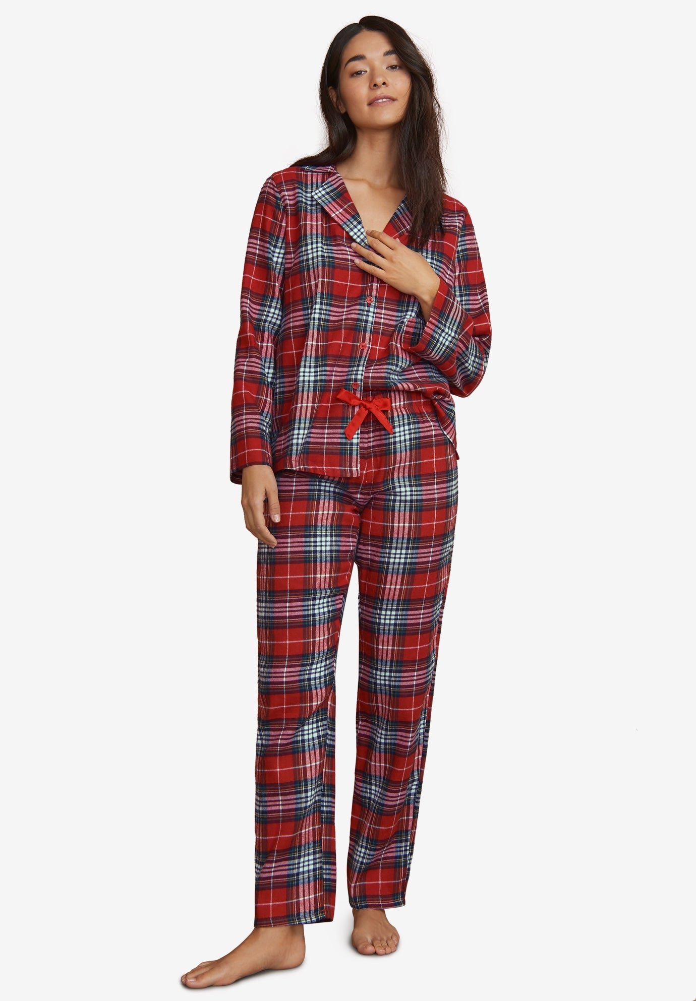 Plaid Flannel Pajama Set | Roaman's