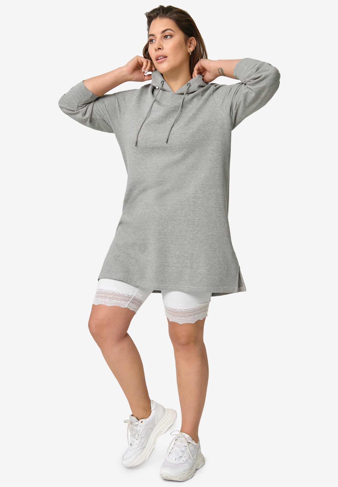 Lace Hem Bike Shorts by ellos®| Plus Size Shorts | Roaman's