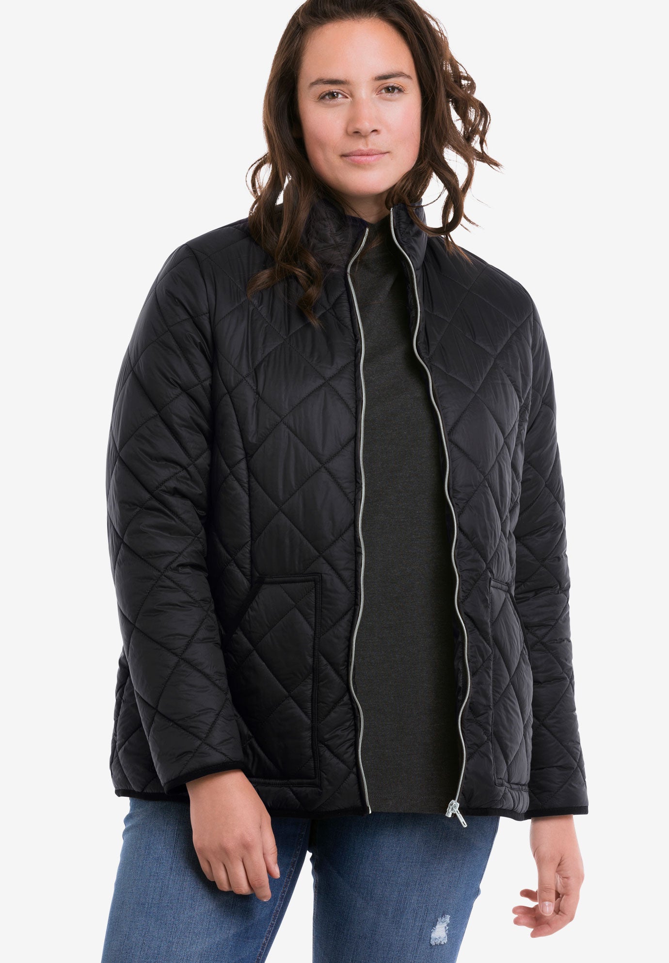 quilted zip front jacket by ellos plus size coats walmart plus size chart