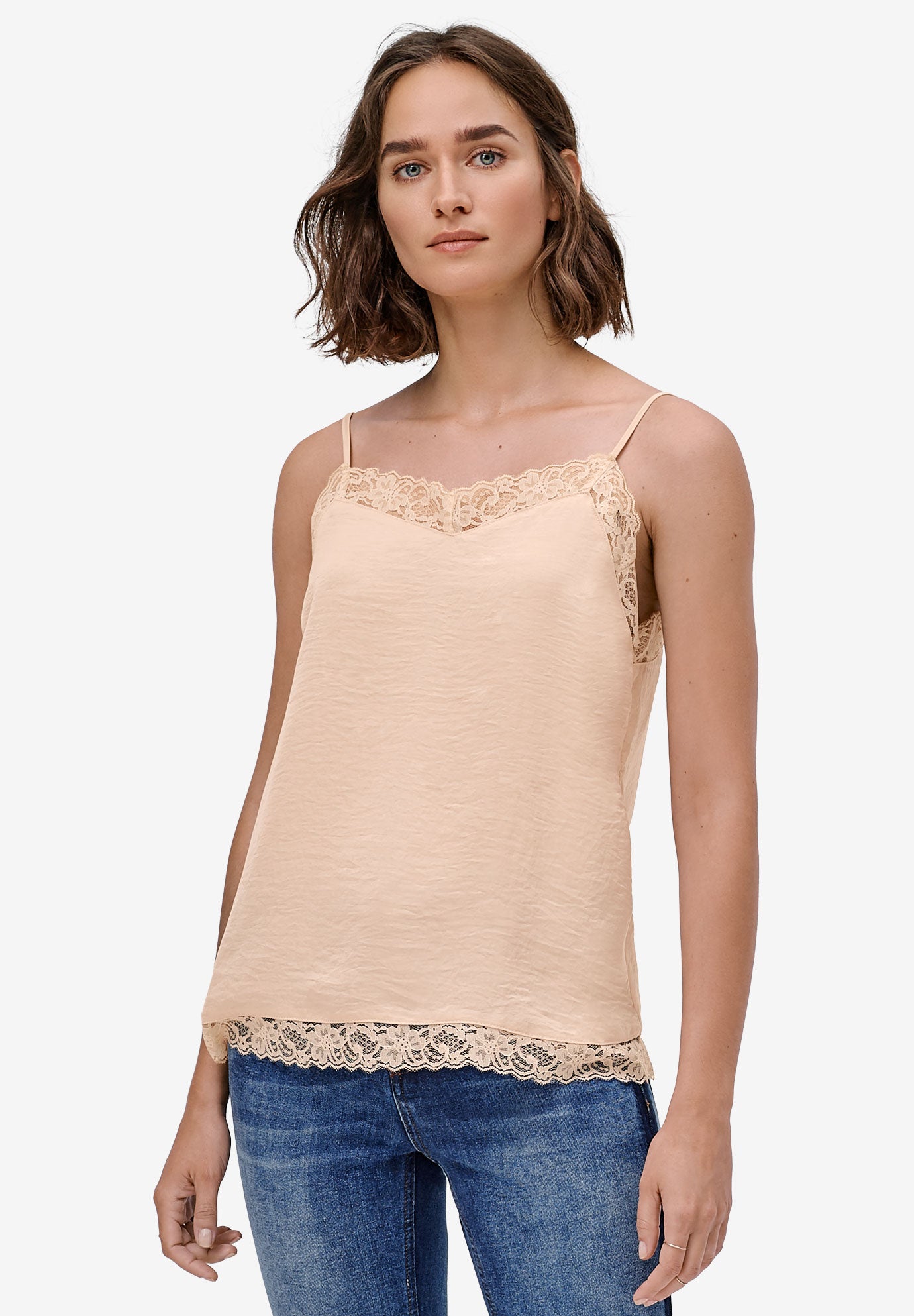 silk cami with lace trim