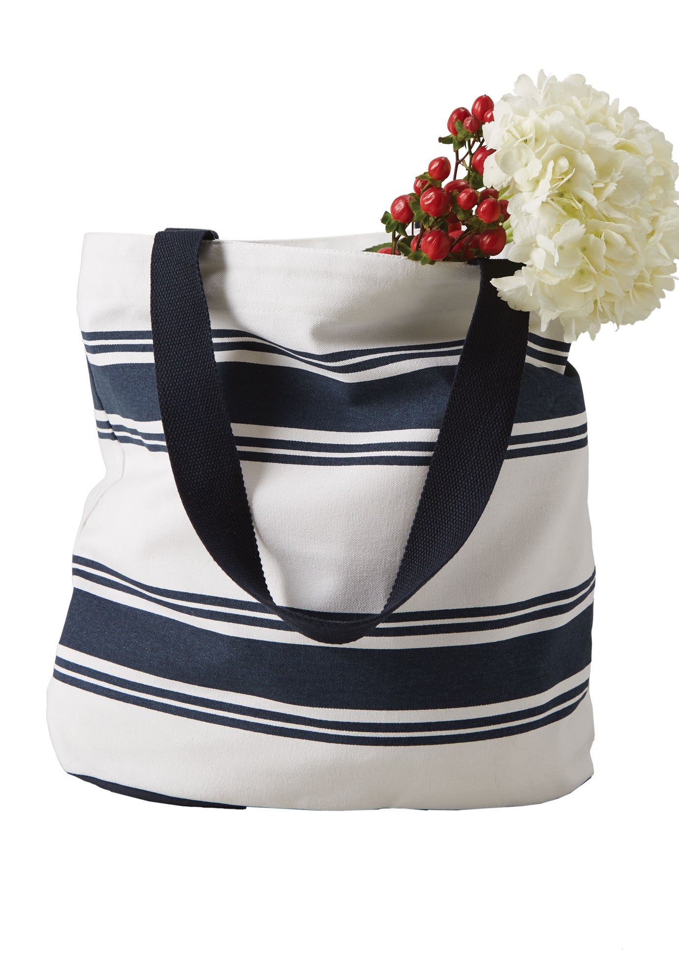 Striped Canvas Tote Bag by ellos® Plus Size Accessories Roaman's