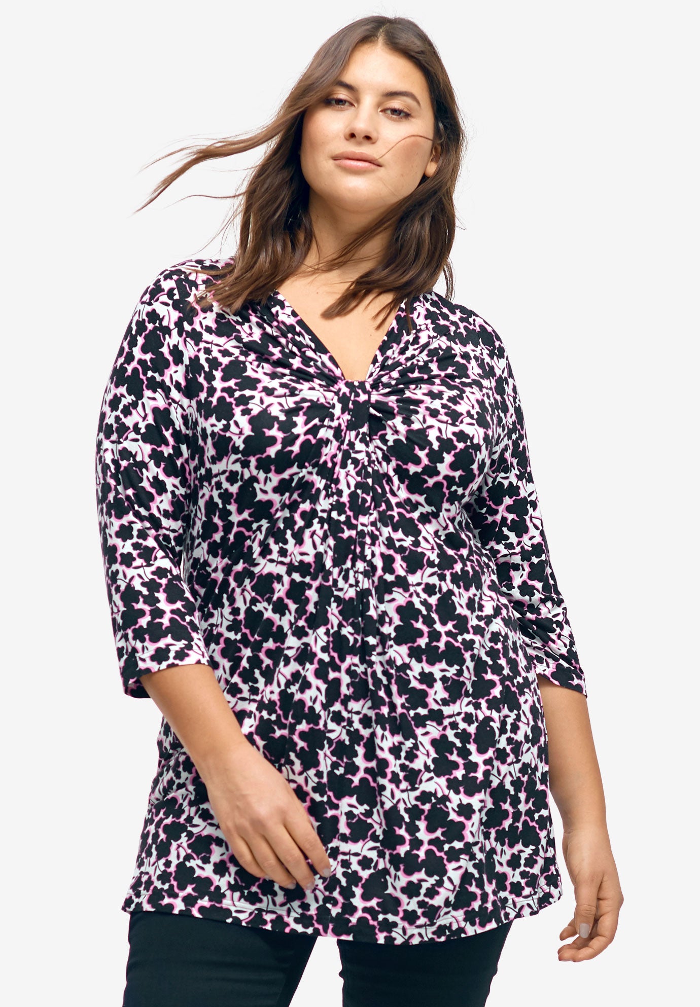 Twisted KnotFront Tunic by ellos® Plus Size Tunics Roaman's