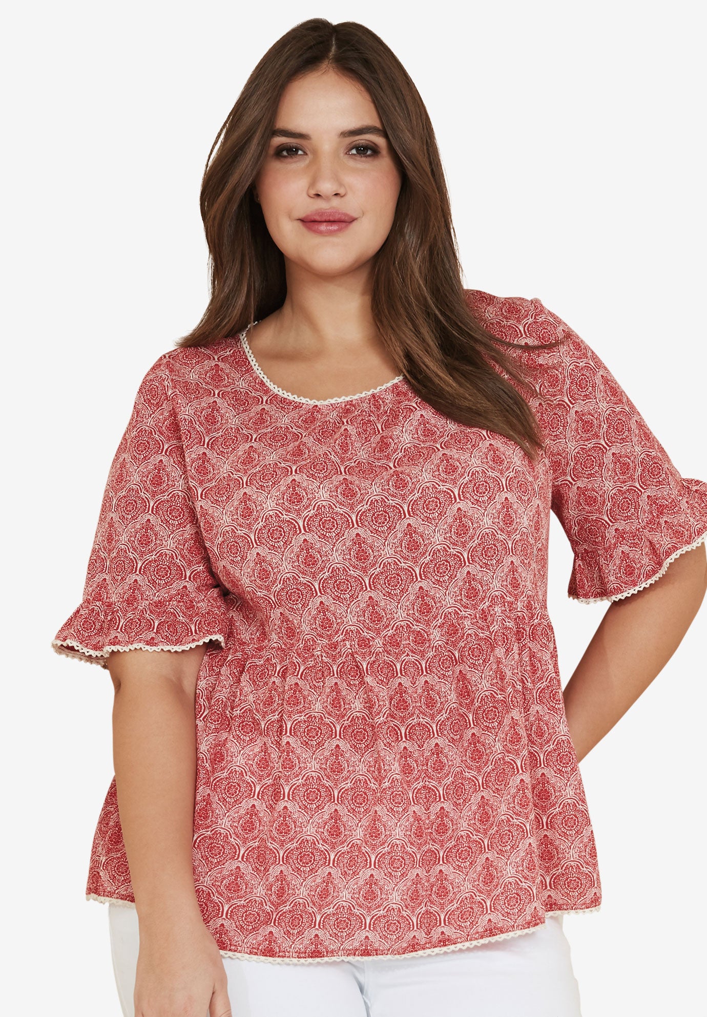 ruffle sleeve babydoll top
