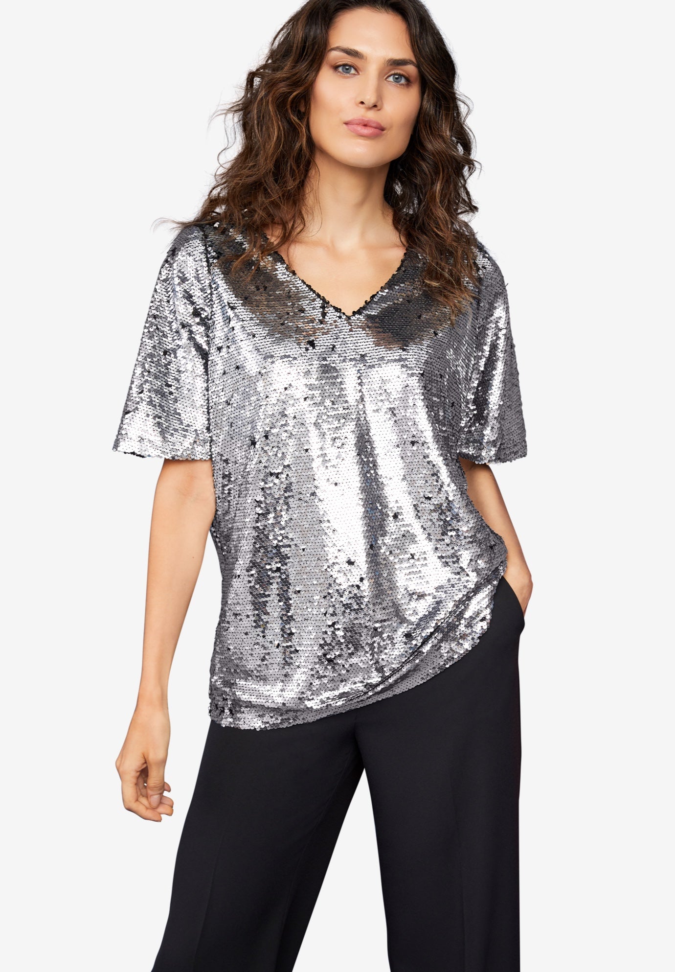 sequin bell sleeve