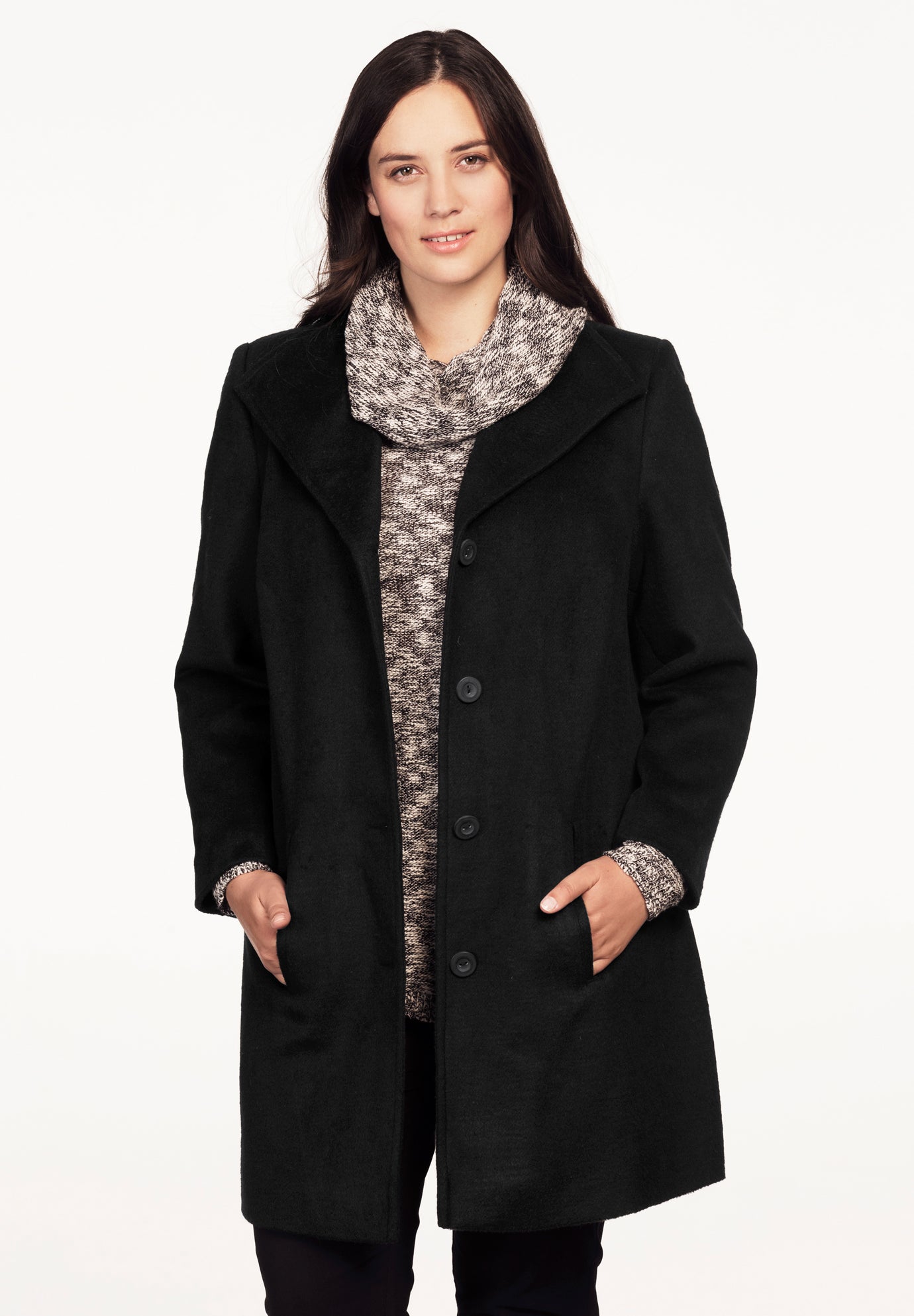 Brushed WoolBlend Coat by ellos® Plus Size Coats & Jackets Roaman's