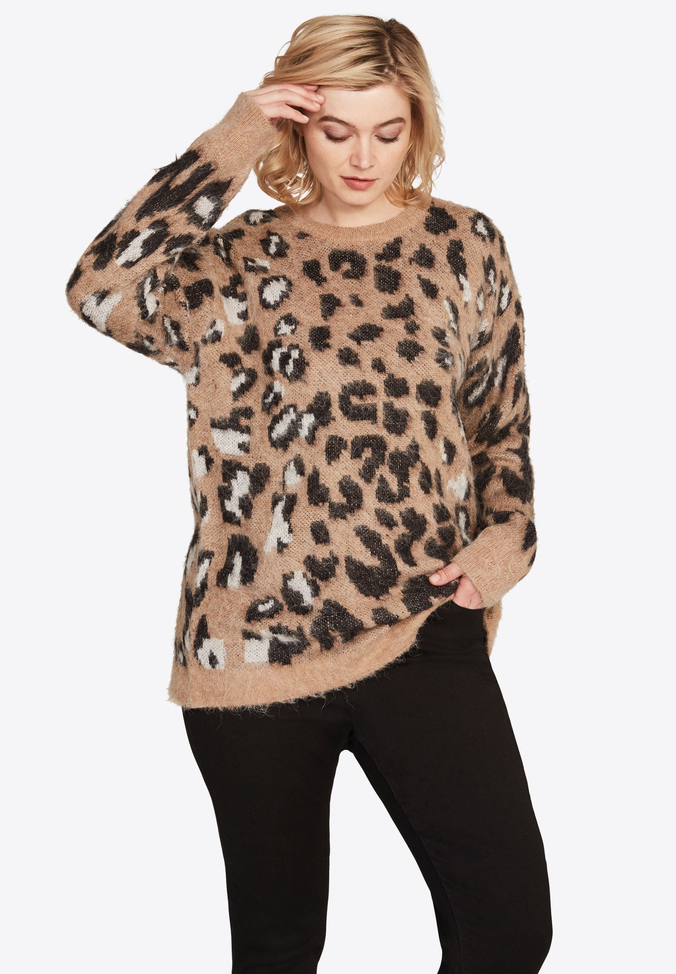 plus size animal print cardigan