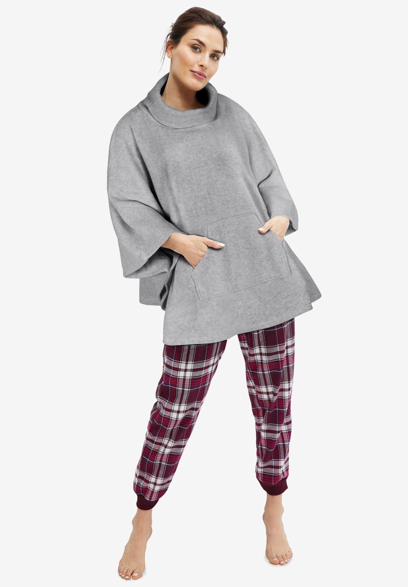 Cowl Neck Fleece Poncho Roaman's