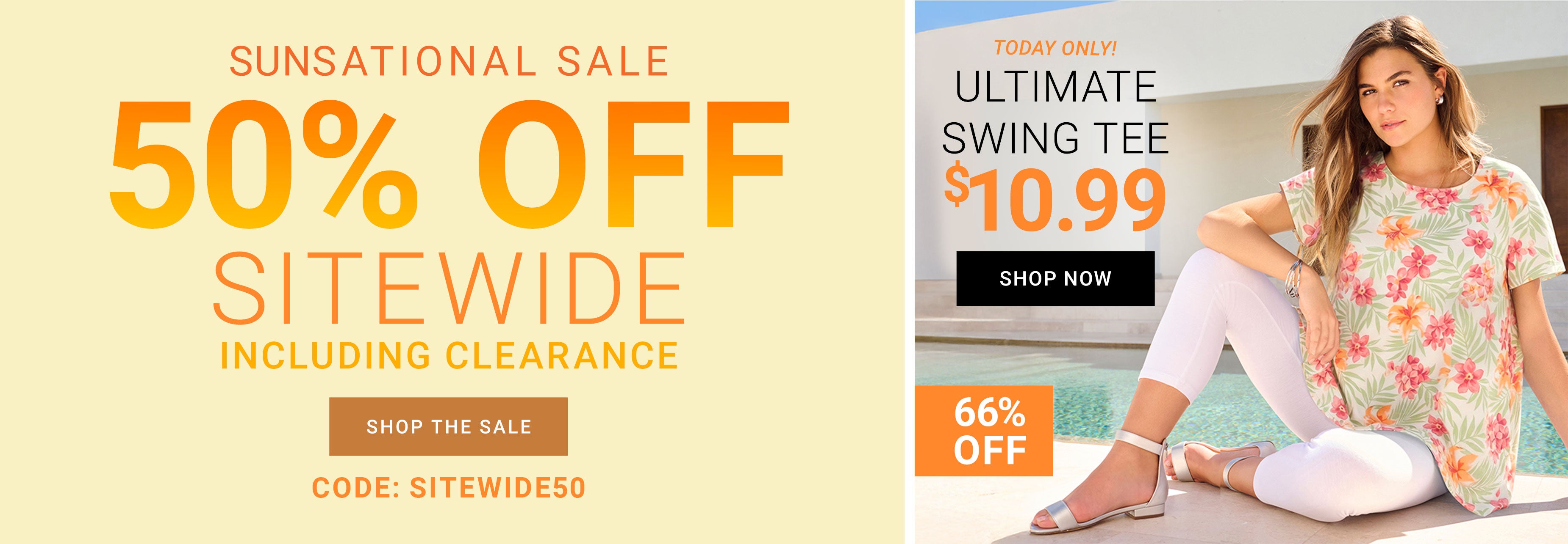 Sunsational Sale — 50% Off Sitewide Including Clearance. Code: SITEWIDE50