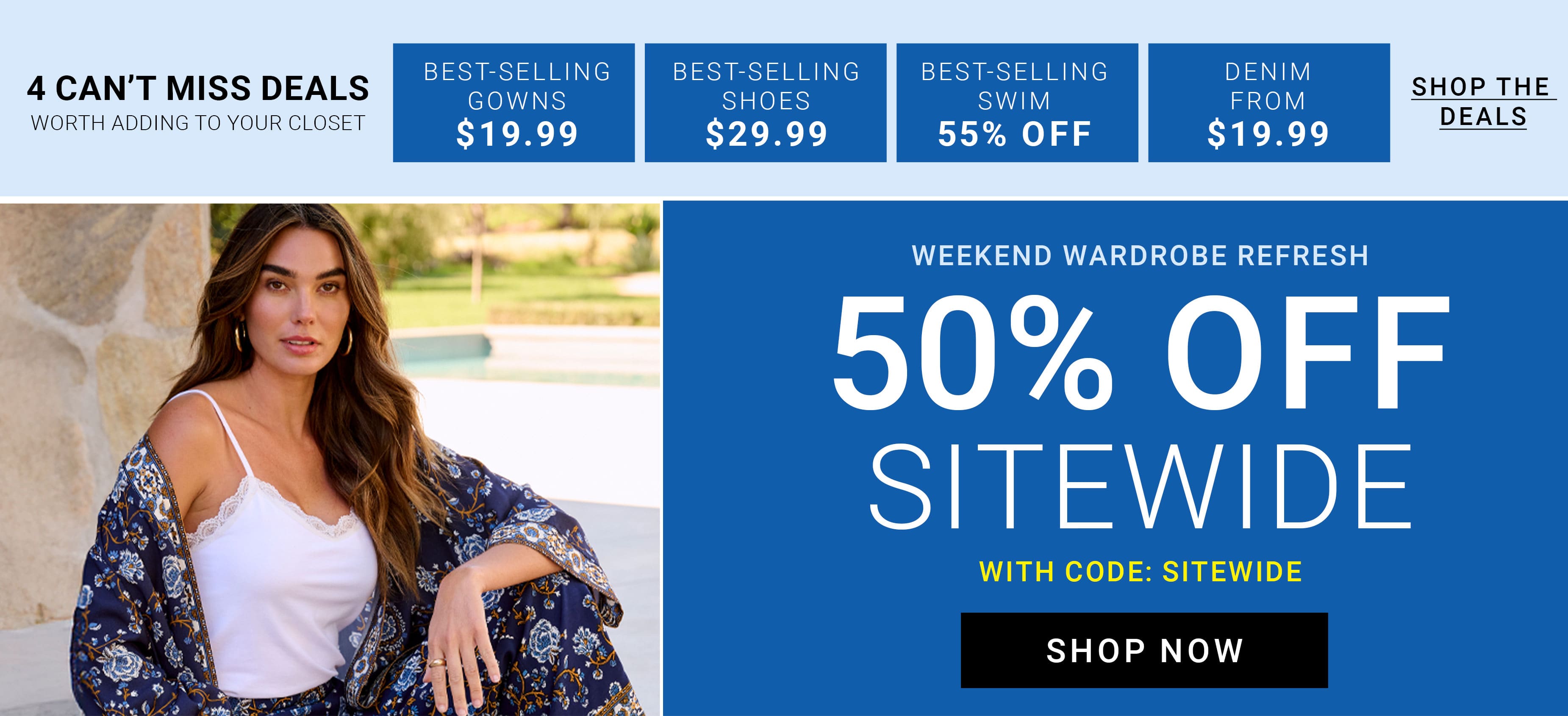 Weekend wardrobe refresh — 45% off sitewide, best-selling deals