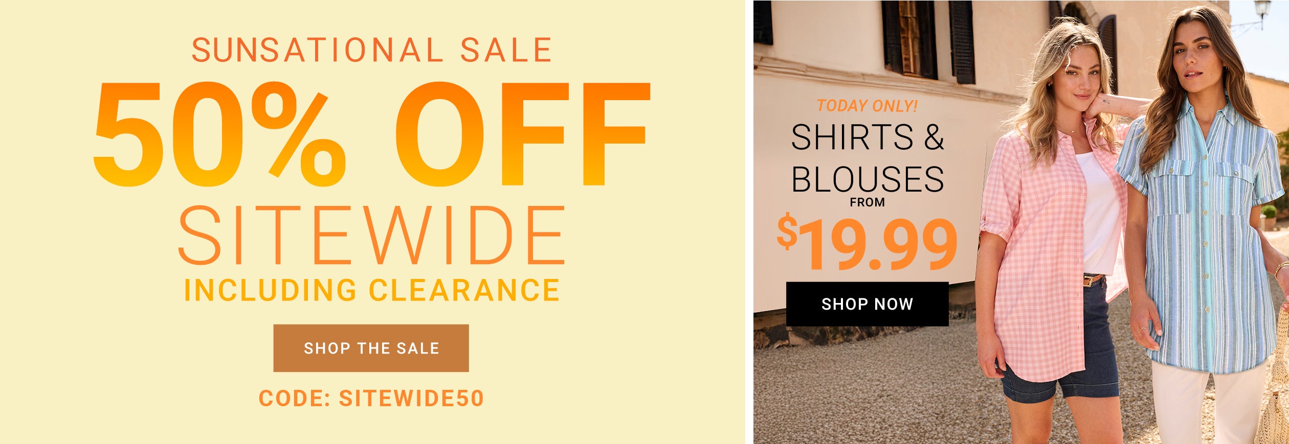 Sunsational Sale — 50% Off Sitewide Including Clearance. Code: SITEWIDE50