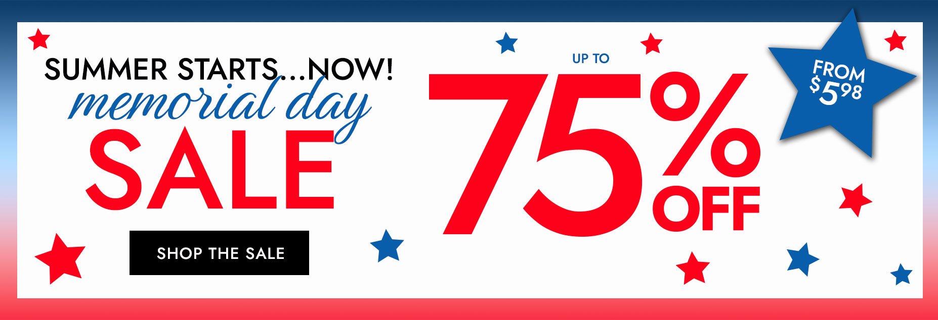 Memorial Day sale up to 75% off