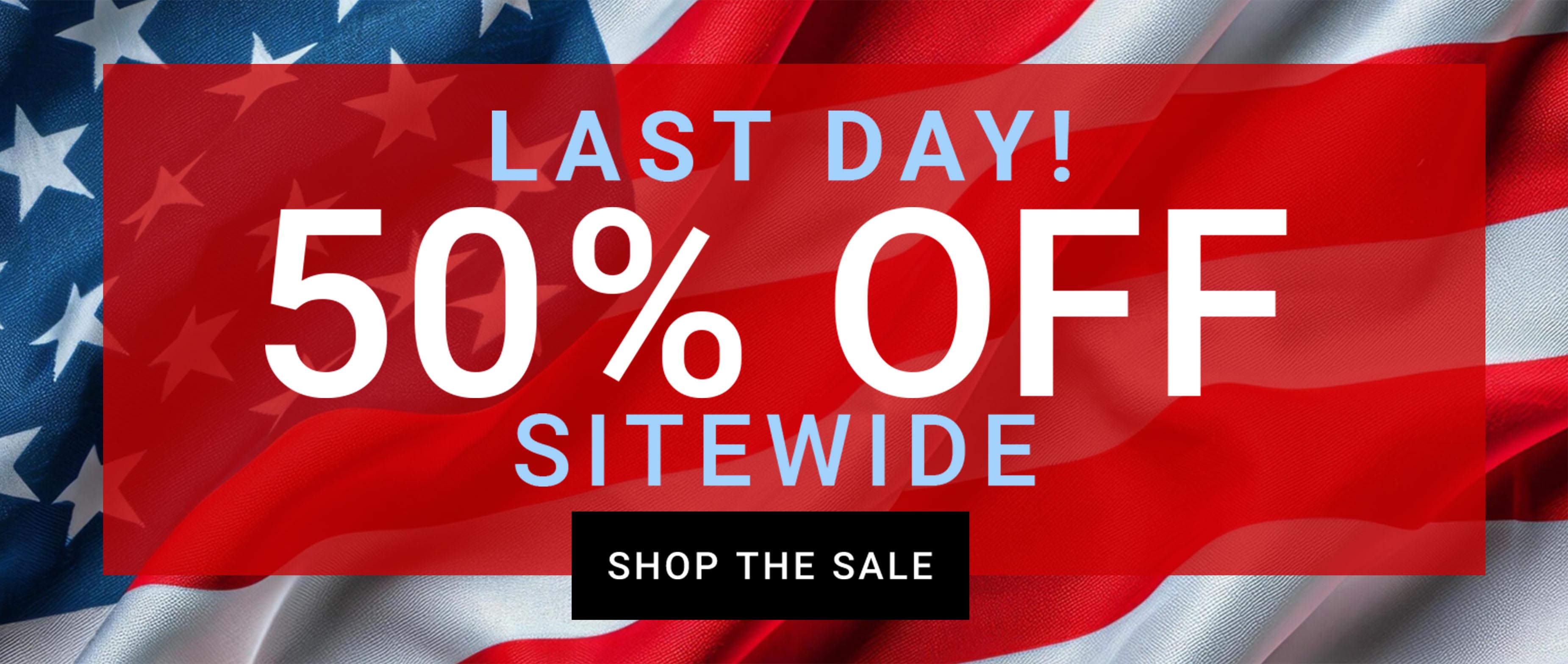 50% OFF SITEWIDE MEMORIAL DAY SALE