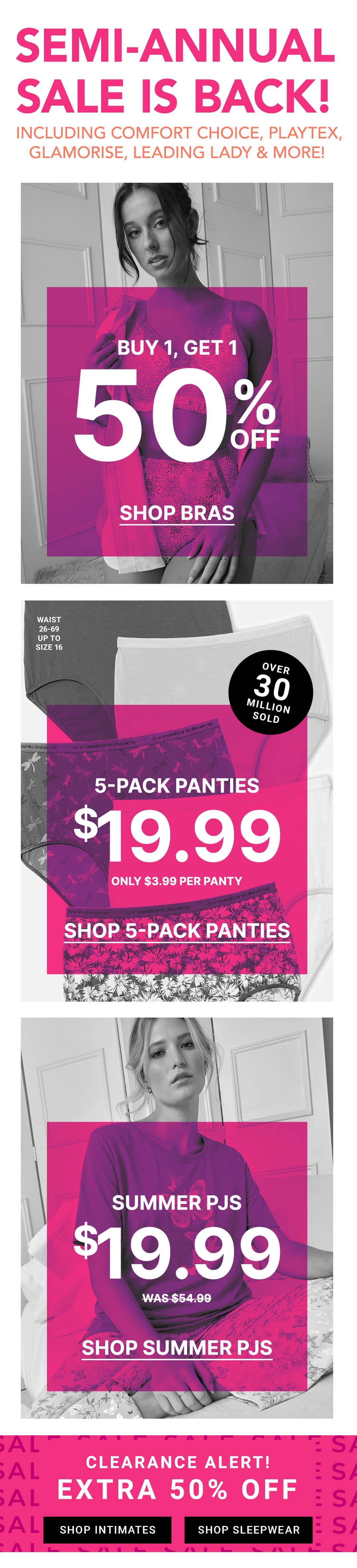Semi-Annual Sale Is Back — Shop Bras, 5-Pack Panties, Summer PJs, Clearance