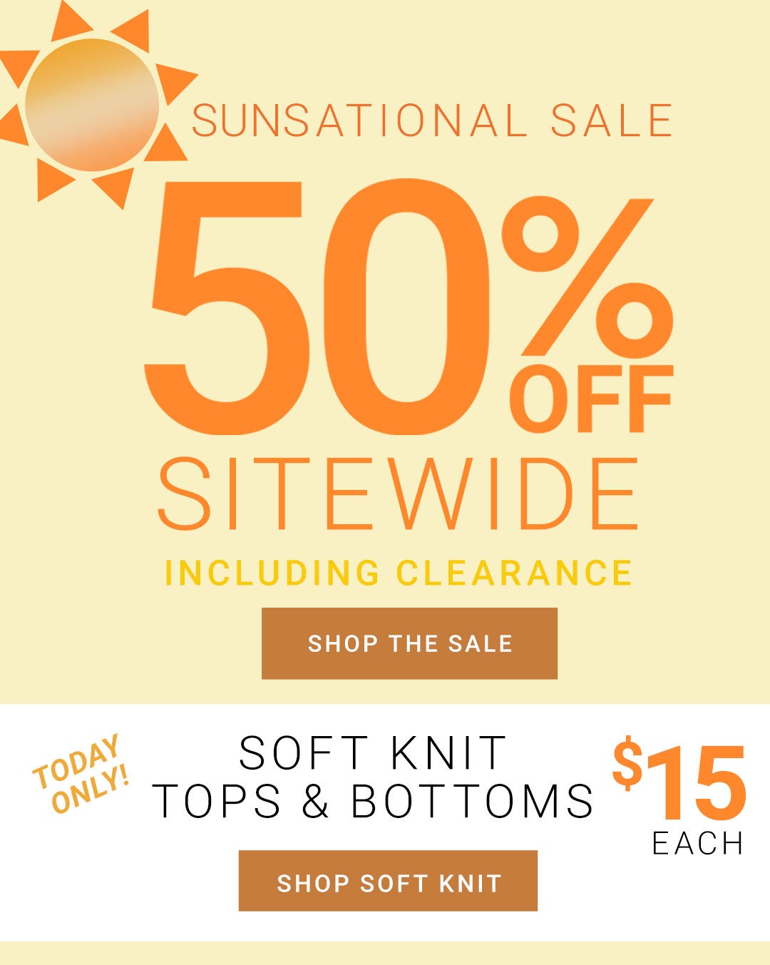Sunsational Sale — 50% Off Sitewide Including Clearance. Code: SITEWIDE50