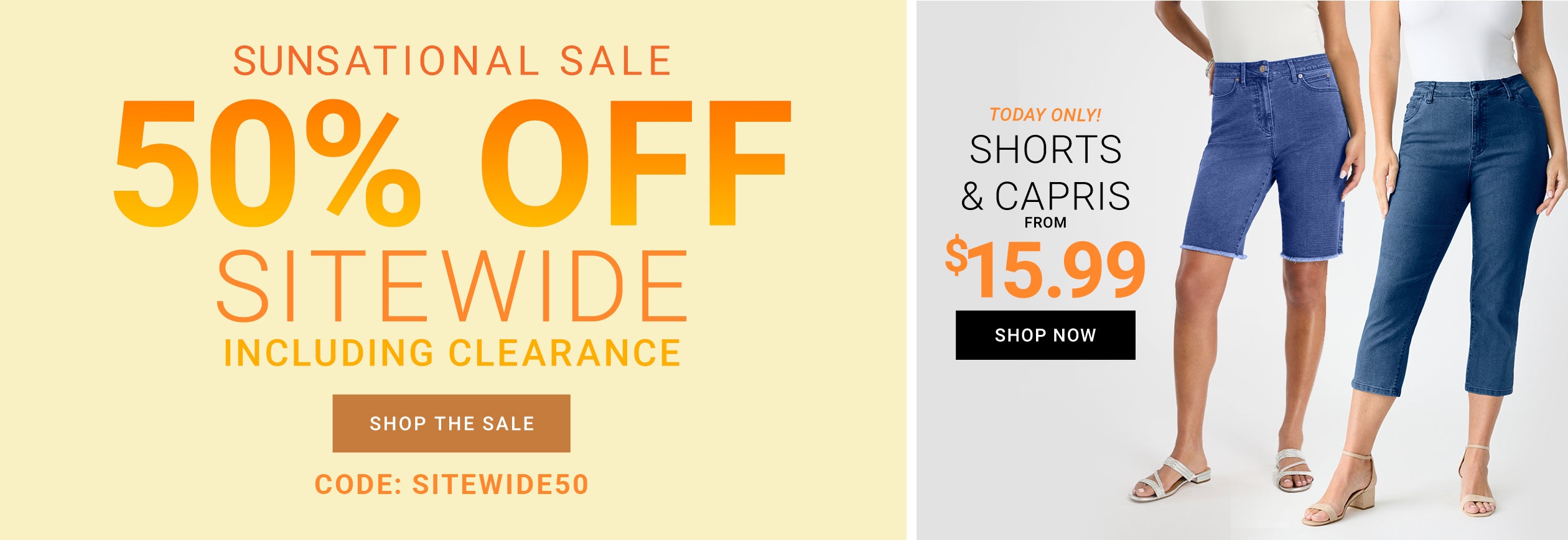 Sunsational Sale — 50% Off Sitewide Including Clearance. Code: SITEWIDE50