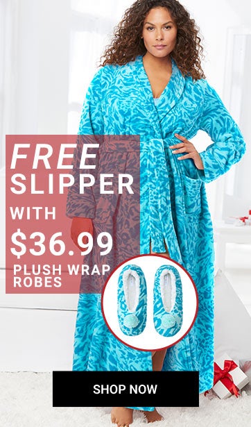 Plush Wrap Robes — Free Slipper With $36.99 — Shop Now