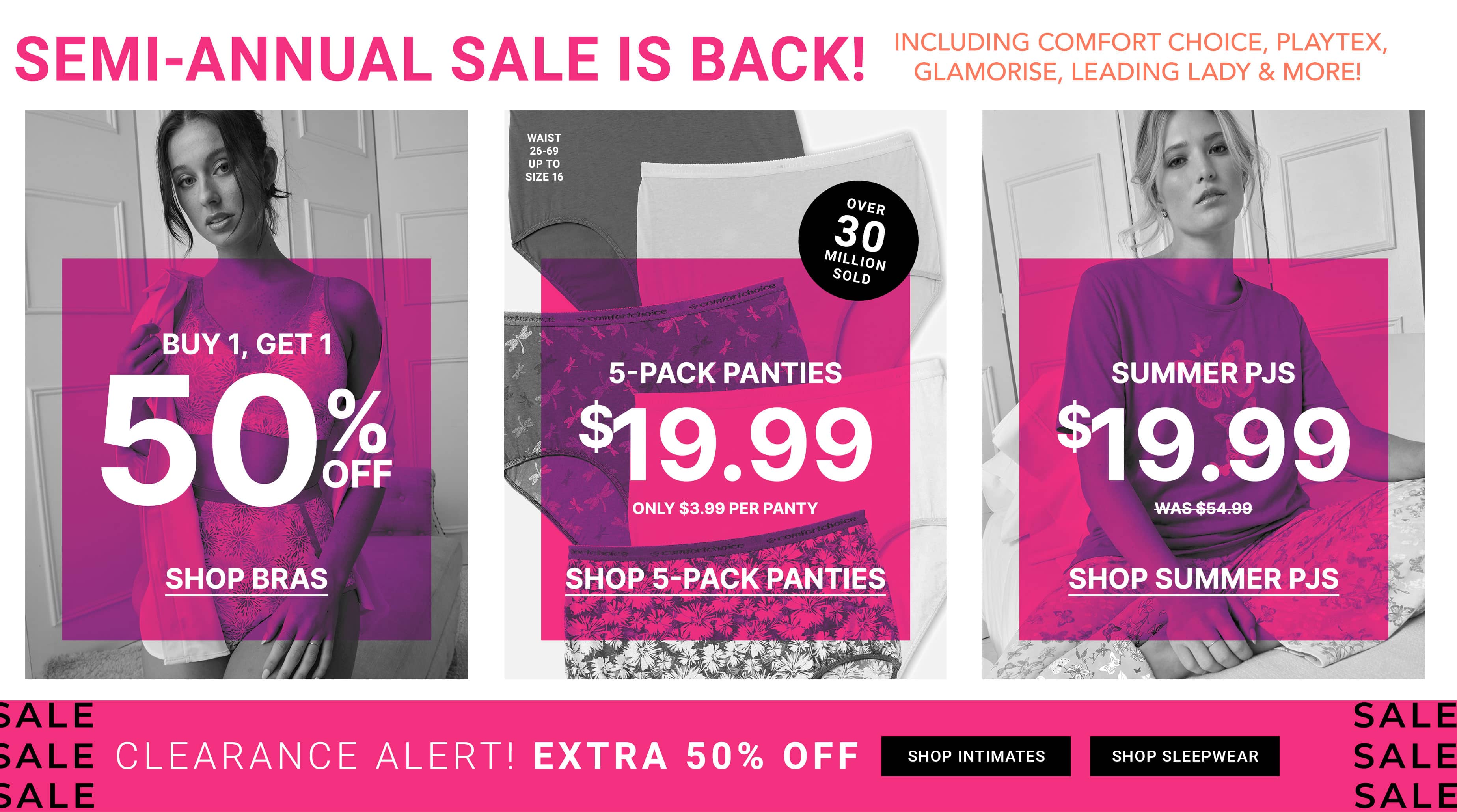 Semi-Annual Sale Is Back — Shop Bras, 5-Pack Panties, Summer PJs, Clearance