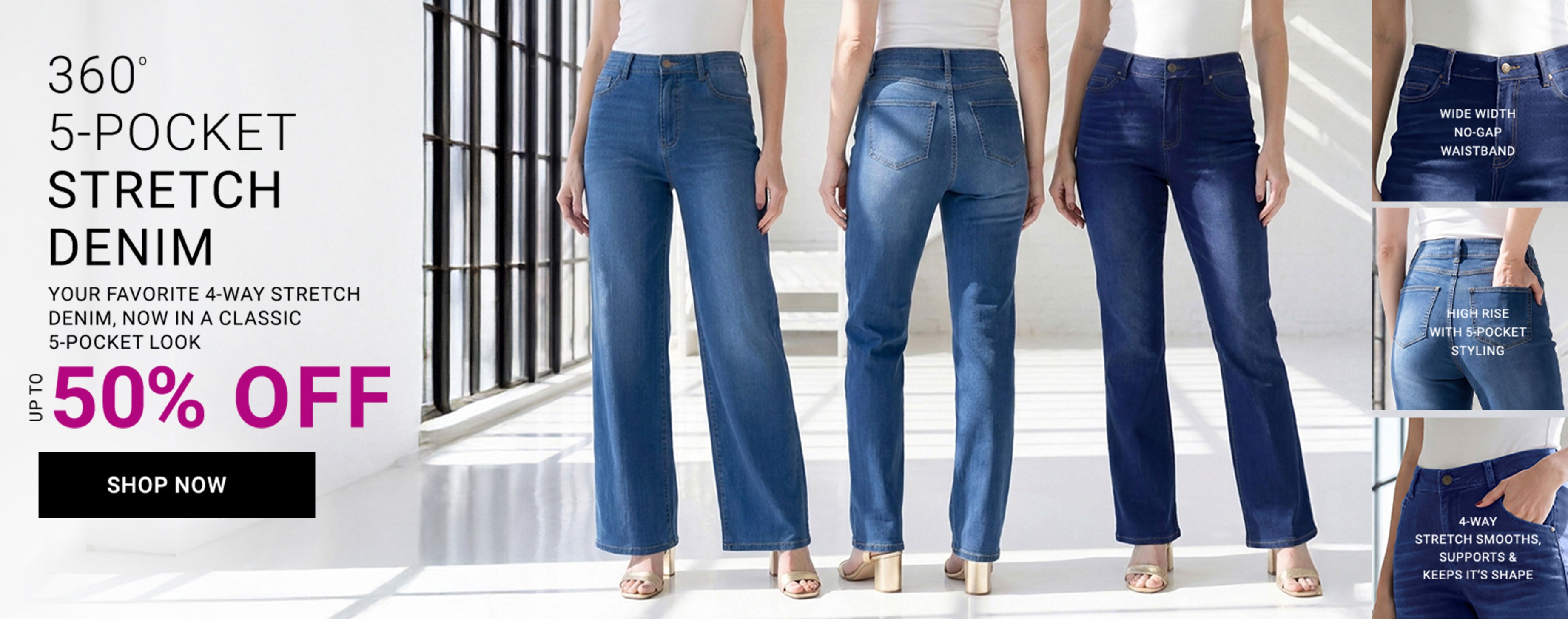 360° 5-Pocket Stretch Denim — Your Favorite 4-Way Stretch Denim, Now In A Classic 5-Pocket Look, Up To 50% Off — Shop Now