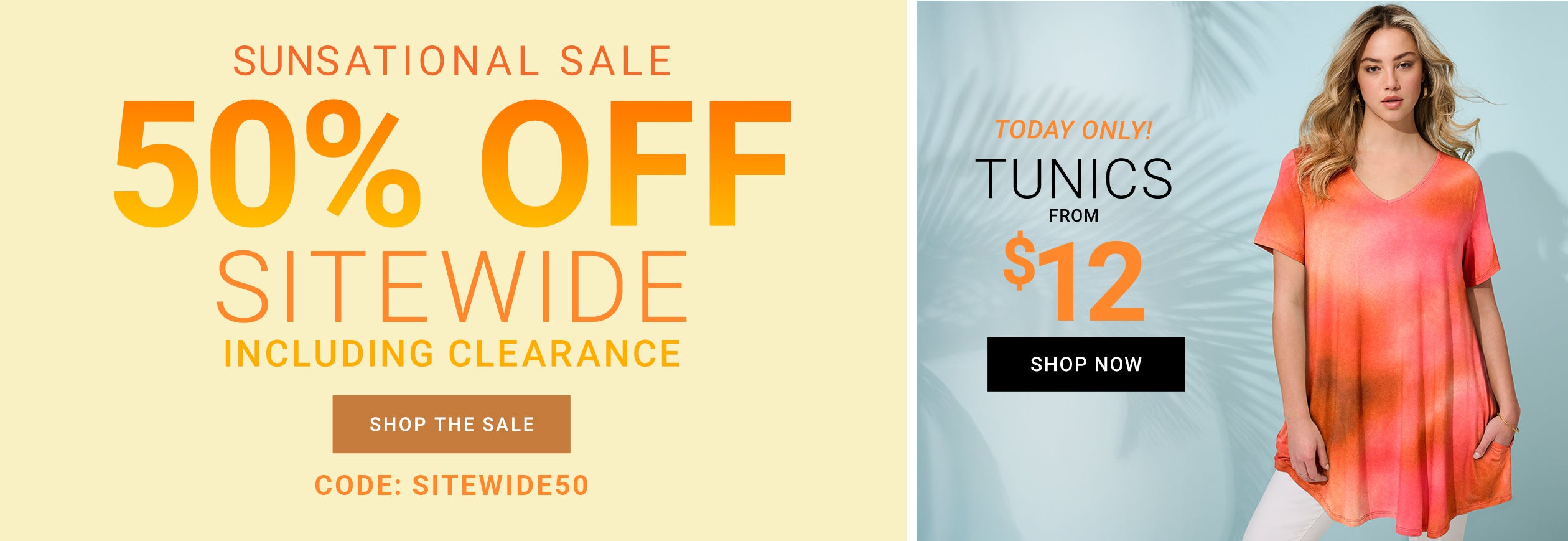 Sunsational Sale — 50% Off Sitewide Including Clearance. Code: SITEWIDE50