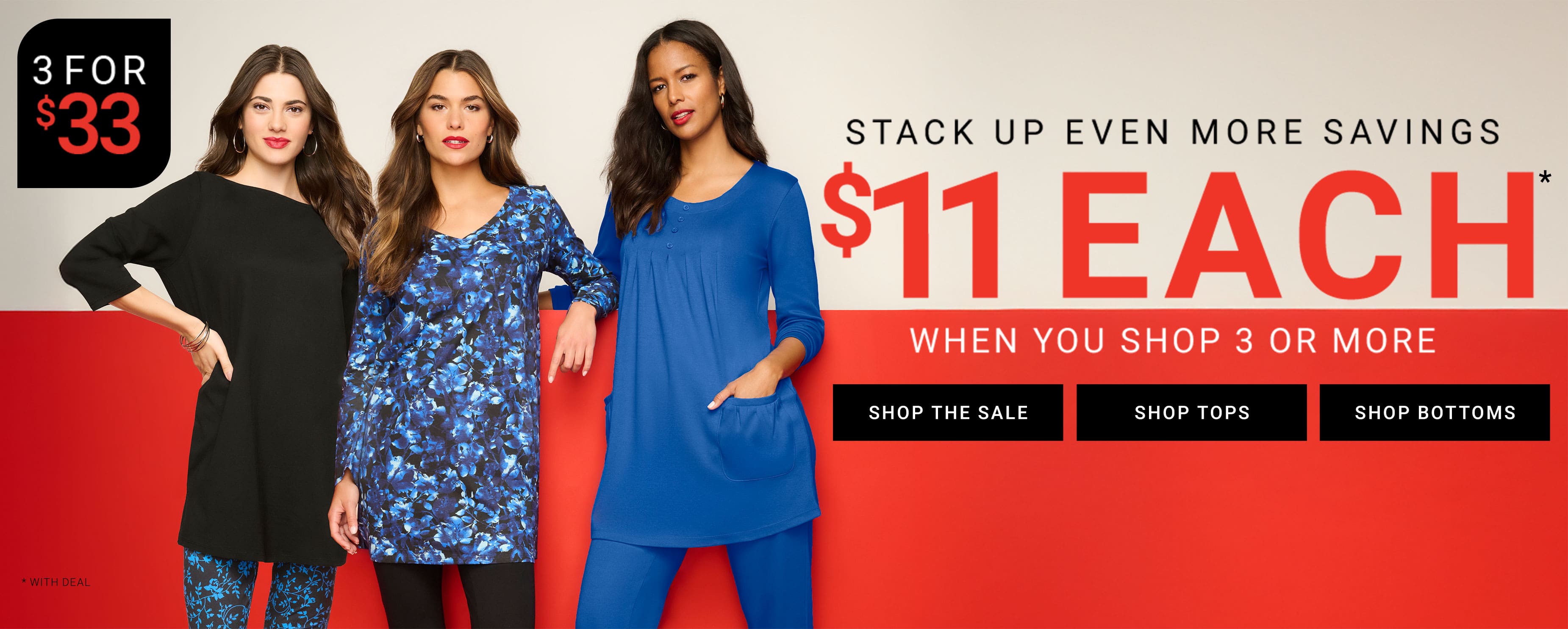 shop 3 FOR $33 SALE