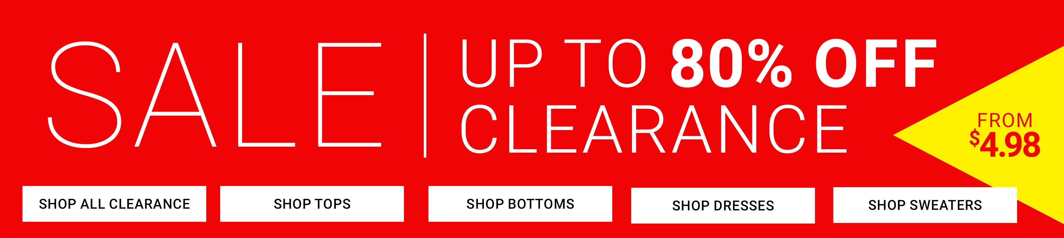 Clearance — Up to 80% Off, from $4.98