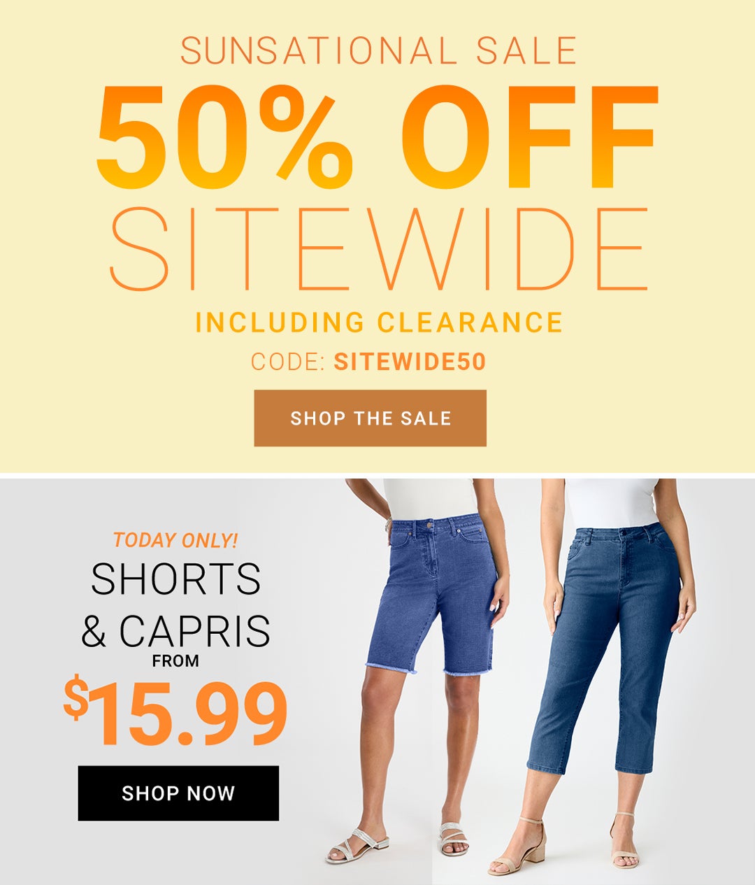 Sunsational Sale — 50% Off Sitewide Including Clearance. Code: SITEWIDE50